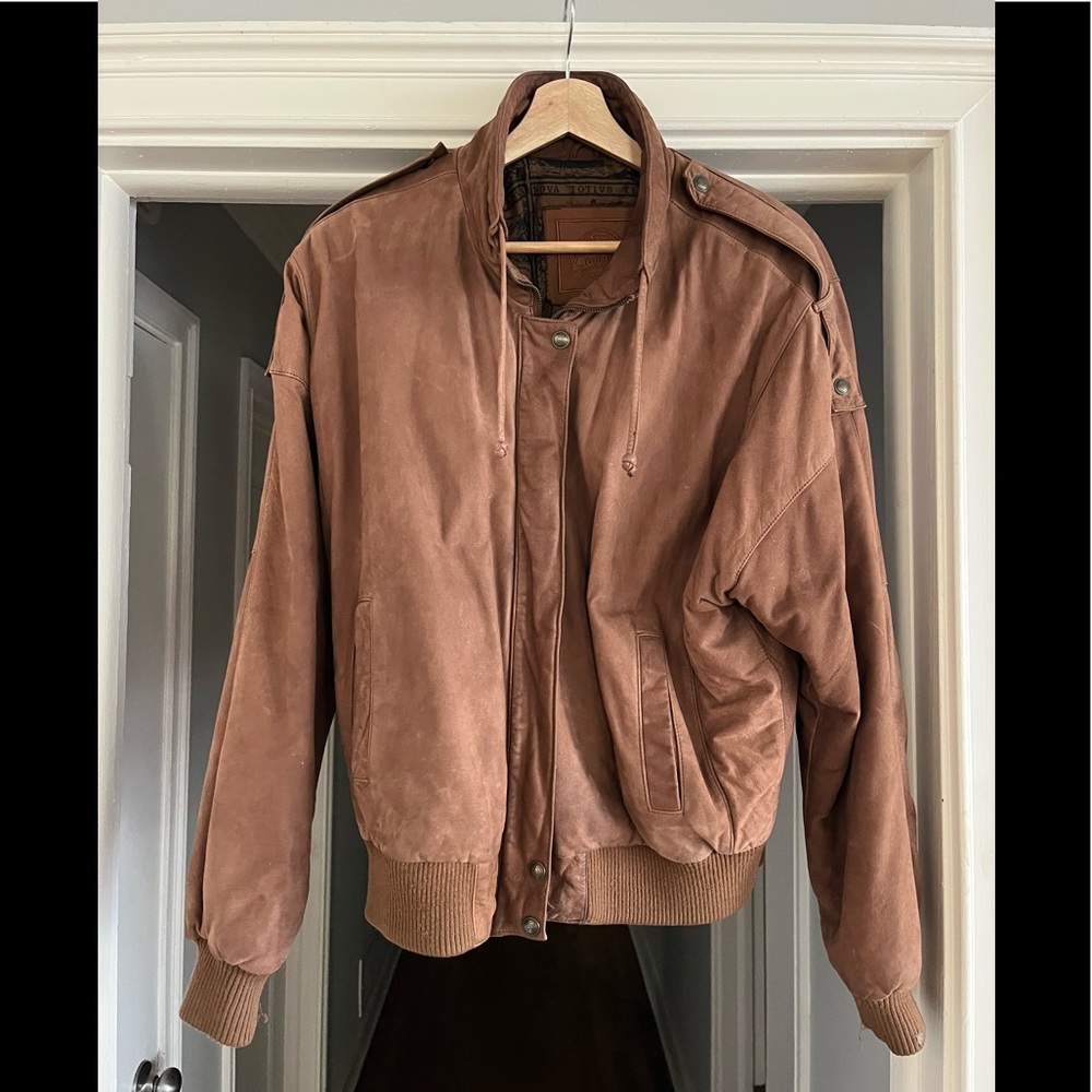 Genuine Brown Leather Bomber Jacket